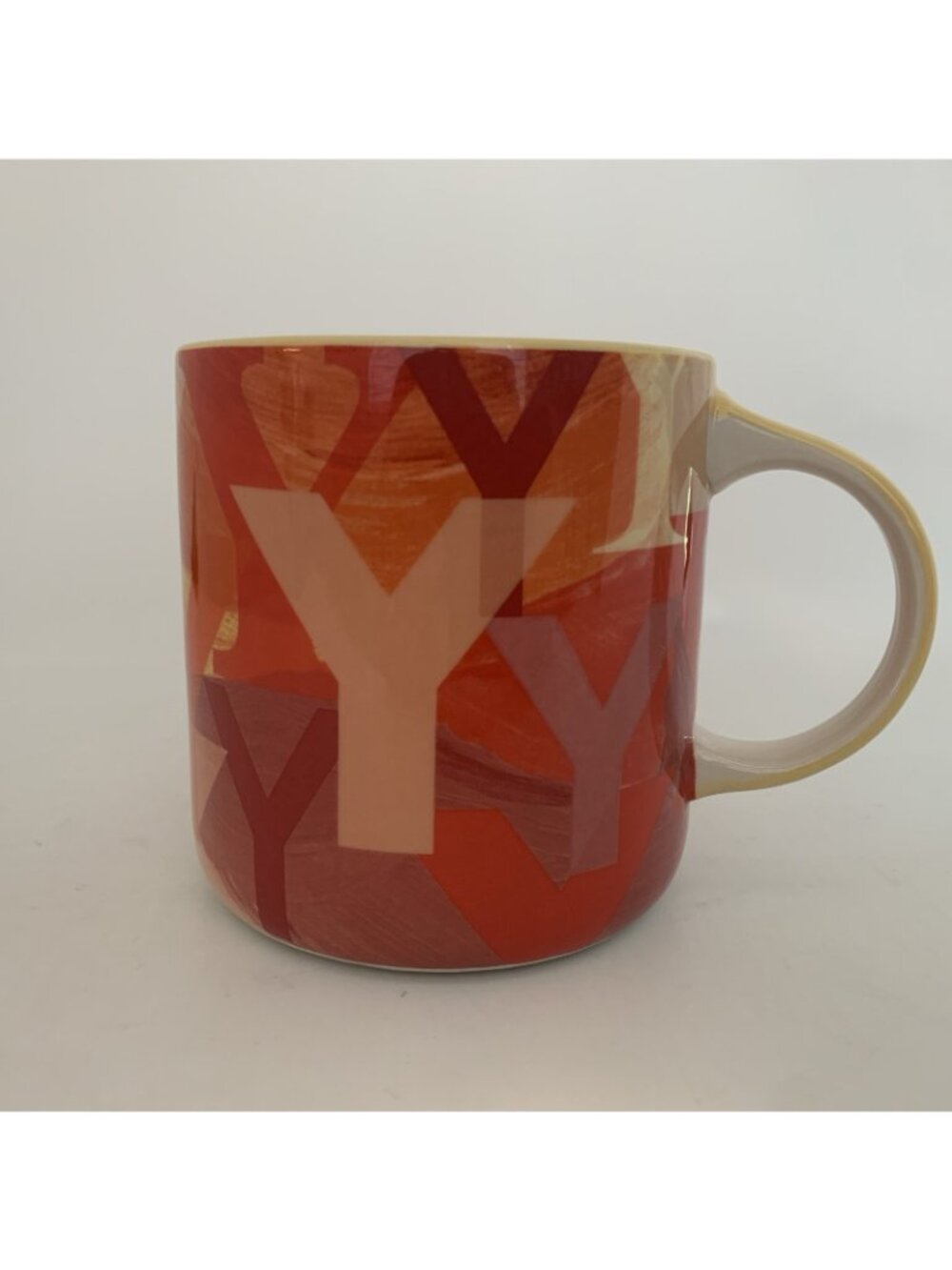 Anthropologie Lottie Monogram Y Mug 16 oz Orange Red Initial Coffee Cup - Picture 6 of 9